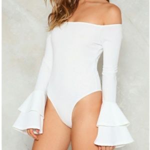 Nastygal -- Long sleeve White bodysuit